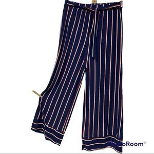 Ultra Flirt Wide Leg Pants Tie waist Stripes Blue Red White Lounge